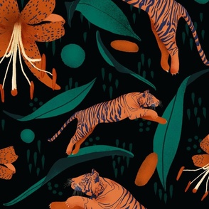 Tiger Lily Pattern - Black