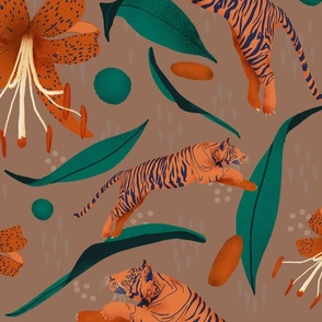 Tiger Lily Pattern - Tan