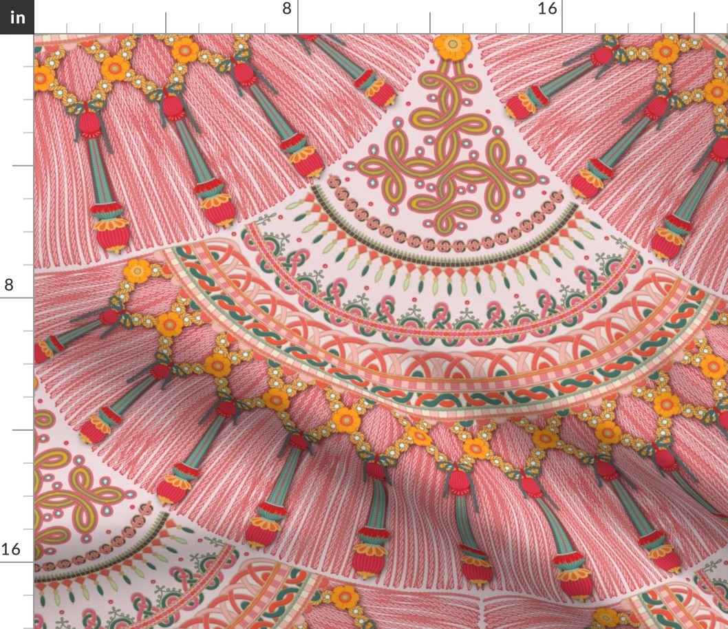 Large // Pretty pink tassels in scale repeat