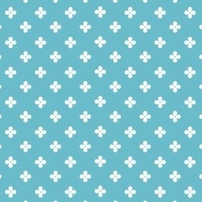 Simple white flowers on teal, small scale