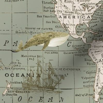 khaki and cream world map with travel theme