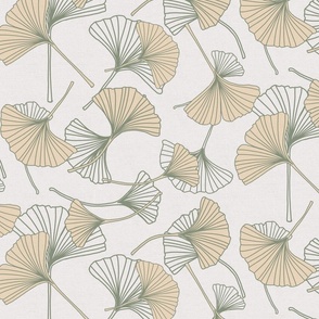 Ginkgo leaves in green and buttery cream