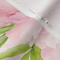 21" Watercolor Baby Girl Nursery Spring Flower Peonies Garden - blush, pink peach on white double layer