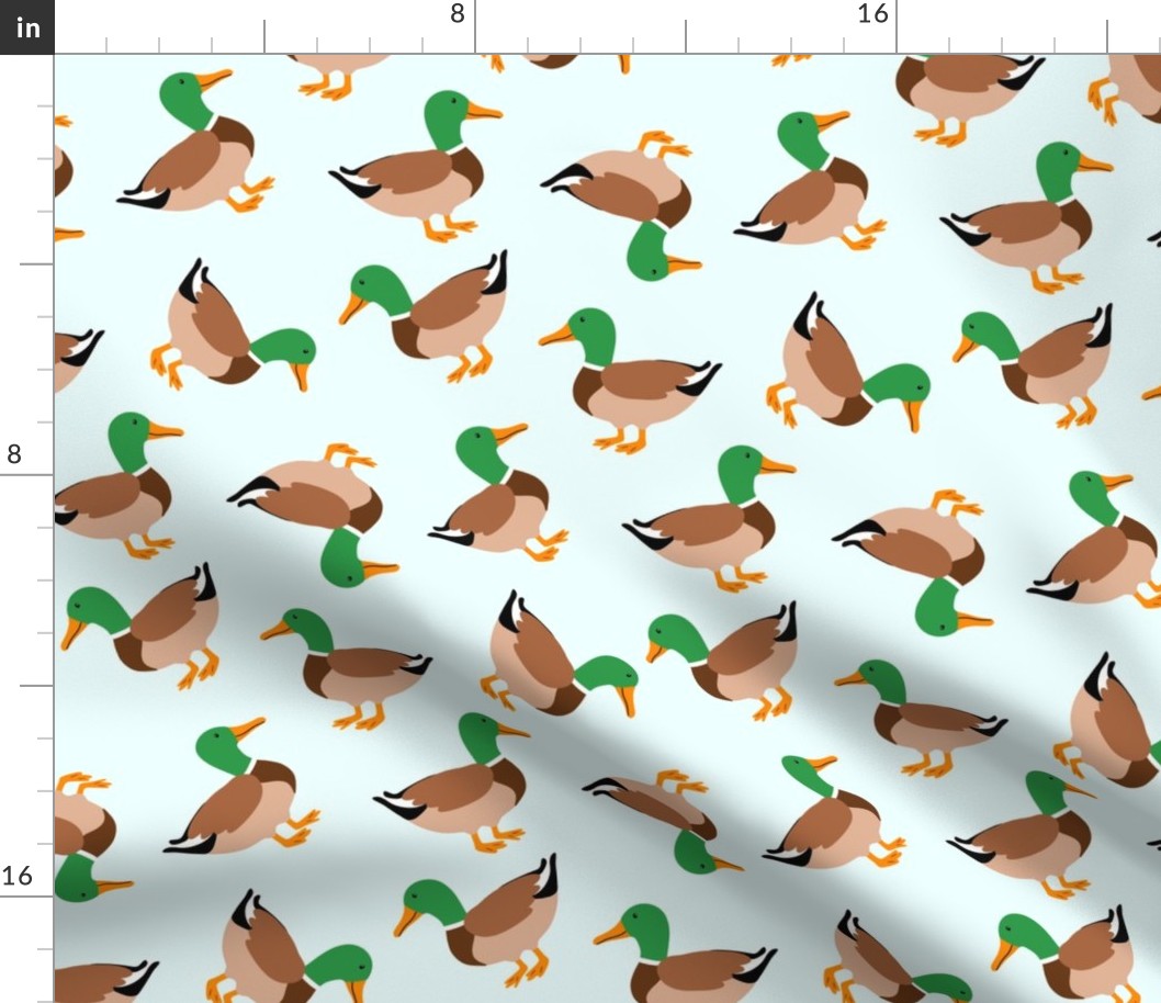 mallard ducks on aqua blue MEDIUM