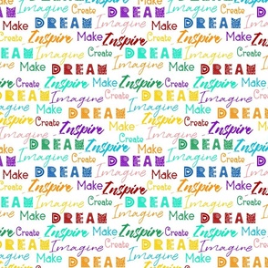 creative inspirational words rainbow on white
