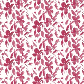 Medium Magenta Watercolor Flowers, Maroon Red Florals for Wallpaper