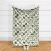 large - Chloe  - garden specimen print - cream/mint/multi