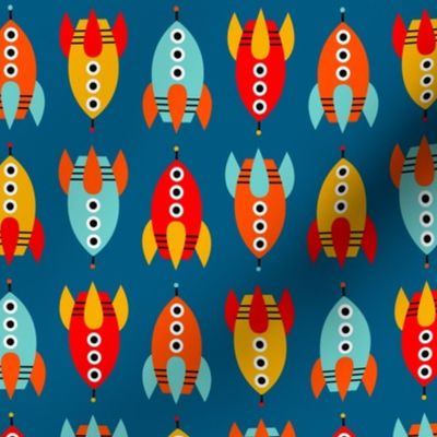 Small // Space Rockets: Multi-colored kids rocket ships - Blue
