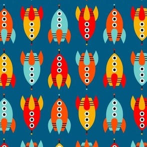 Small // Space Rockets: Multi-colored kids rocket ships - Blue