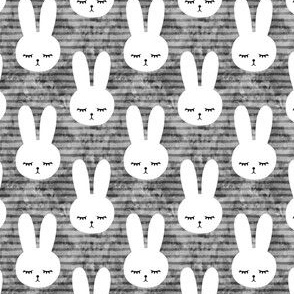 (1.5" scale) bunnies on grey (sleepy bunny) white C23