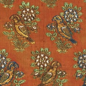 Royal Persian silk with nightingales 