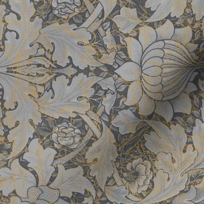William Morris ~ St. James or Growing Damask ~ Grey Garden ~ Rotated
