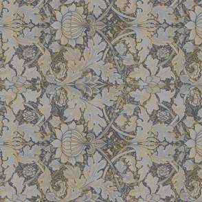 William Morris ~ St. James or Growing Damask ~ Grey Garden ~ Rotated