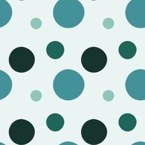 Blue green polka dots - handdrawn