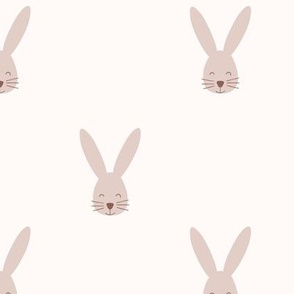 Happy Bunny / medium scale / beige soft pink playful bunny design for spring and easter
