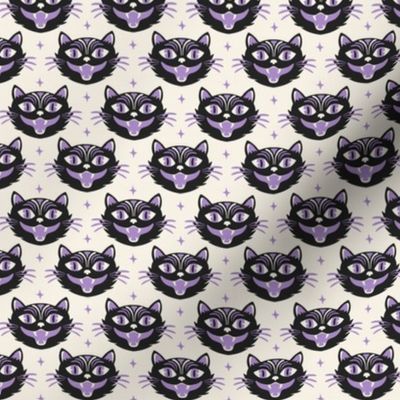 Black Magic Halloween Cat Ivory Purple Small Scale