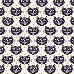 Black Magic Halloween Cat Ivory Purple Small Scale
