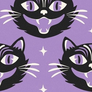 Black Magic Halloween Cat Purple Large Scale