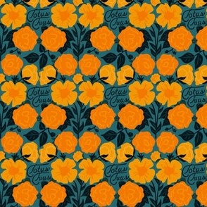Totus Tuus (small) - Totally Yours - Floral in Orange and Teal
