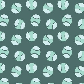 Abstract Tennis Balls, Blue on Forest Green - Small