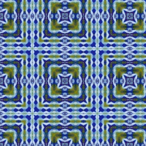 Indigo Quarter - abstract geometric - blue, green - squares