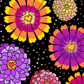 Peace love zinnias 24x24