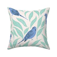 Parakeets and Foliage in Green and Blue - Jumbo