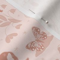 Fairyland design with fairies, foxes, butterflies, starry sky and flowers  pink JUMBO