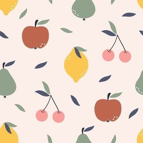  fruit icons on a pink background