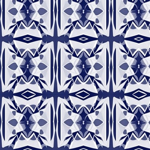 Flower Tiles No. 2 Navy Blue - Medium Version