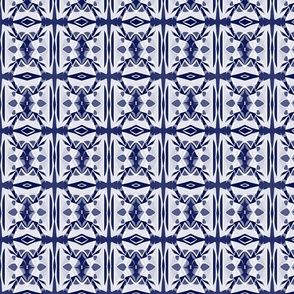 Flower Tiles No. 2 Navy Blue - Small Version