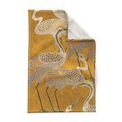 Deco Cranes Golden Hour, 24.00in x 35.56in repeat scale