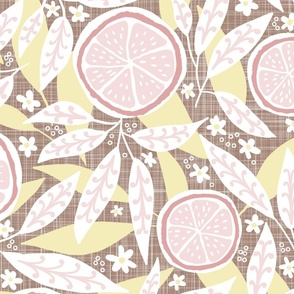 Eastfork grapefruit grove dark linen wallpaper scale