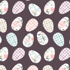 Easter Eggs in Gingham and Floral Bunnies