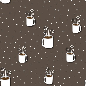 Coffee Mugs on Dark Chocolate Brown 5C4F45: Medium