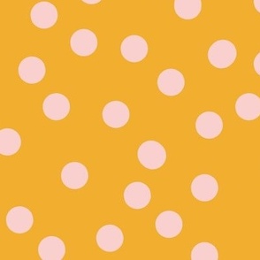 Yellow and pink polka dot spots - large scale