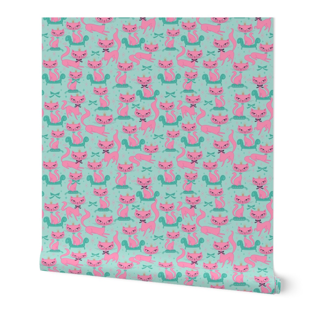 MEDIUM-Princess Kitty Pink on Mint