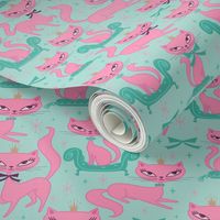 MEDIUM-Princess Kitty Pink on Mint