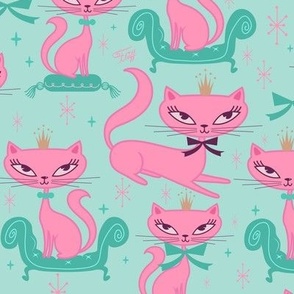 MEDIUM-Princess Kitty Pink on Mint