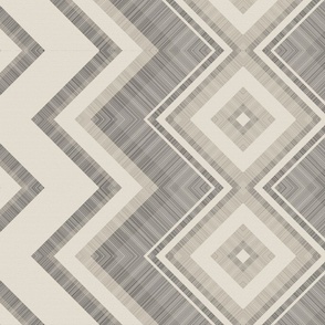 Chevron Diamond Neutral Geometric Large Scale on Beige