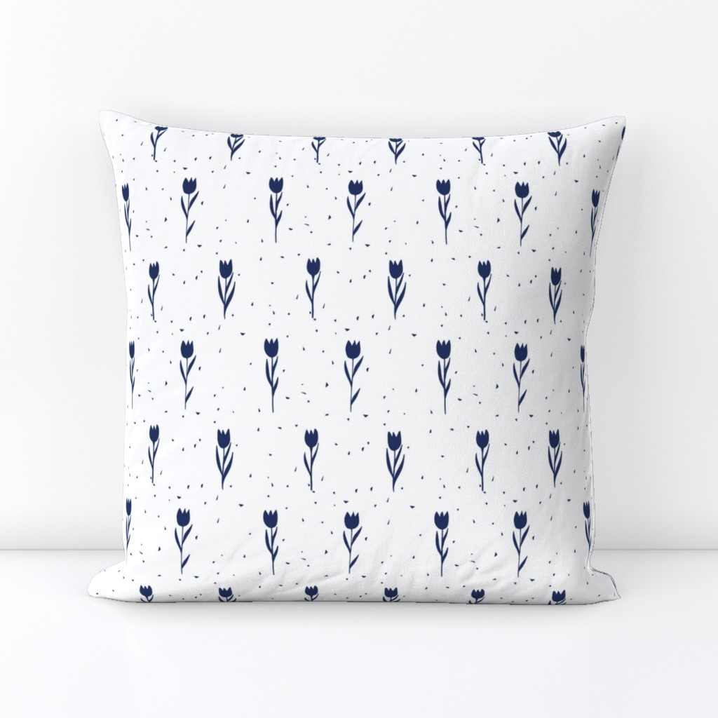 Delft Blue tulips on white