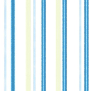 Blue and White Stripes Fabric, Light Green Stripe, Vertical, Textured