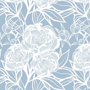 Lace Peonies - Blue