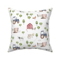 watercolor barnyard farm animals - navy