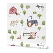 watercolor barnyard farm animals - navy