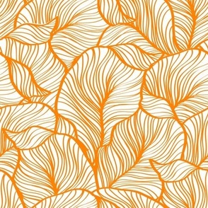 Tennessee colors - Crowded Leaves Line Art - White and Orange