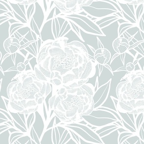 Lace Peonies - Green