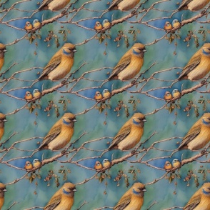 Yellow Birds in Branches