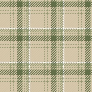 Modern Boucle Plaid in Beige Sage Olive Green White