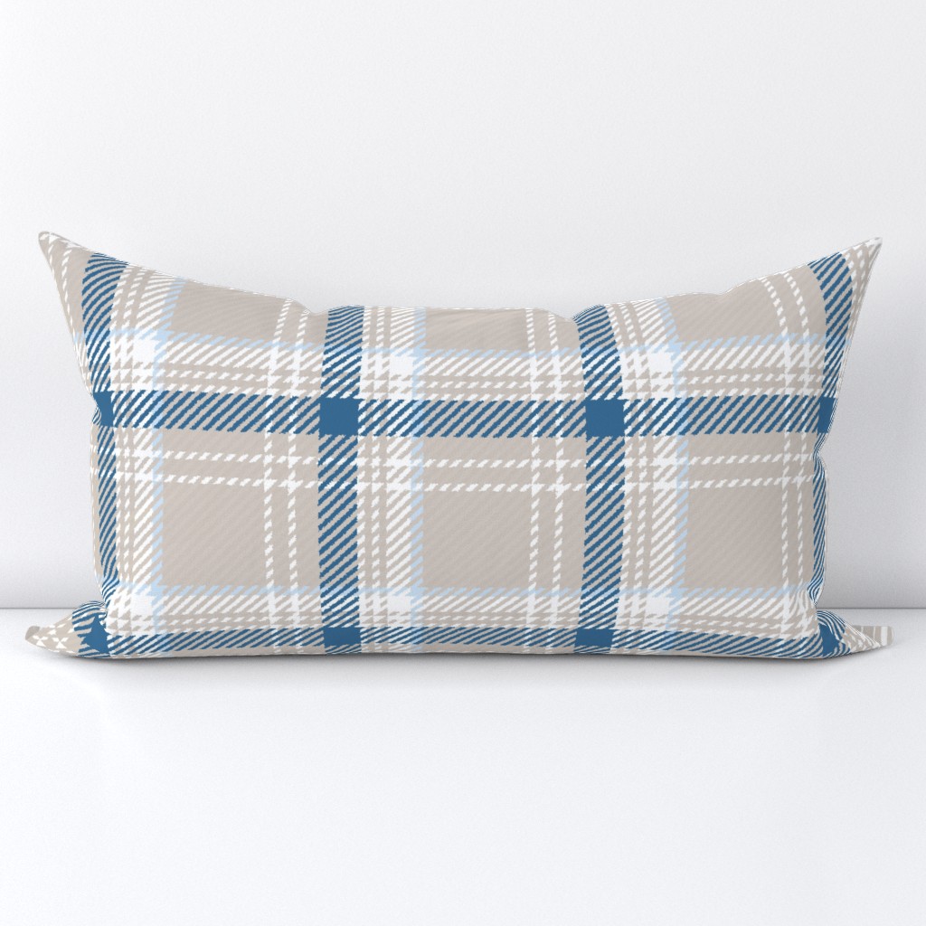 Modern Boucle Plaid in greige blue white